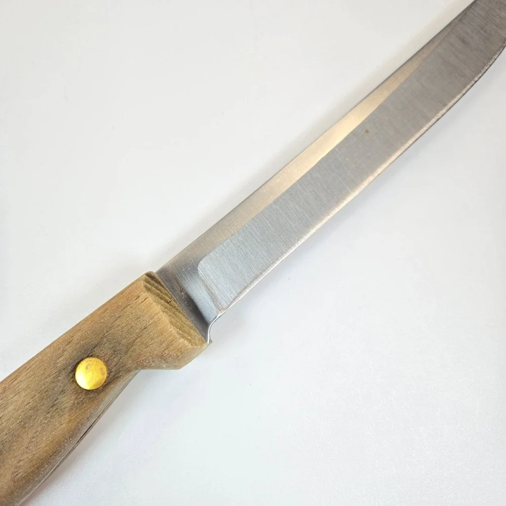 Vintage Chicago Cutlery 61S Boning Knife Vintage Walnut Handle Brass Rivets USA